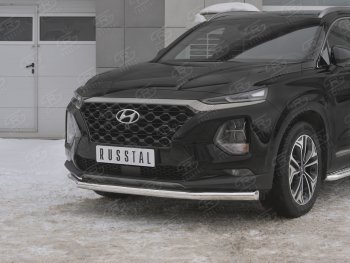 12 999 р. Защита переднего бампера (Ø63 мм, нержавейка) Russtal Hyundai Santa Fe TM дорестайлинг (2018-2021)  с доставкой в г. Тамбов. Увеличить фотографию 4