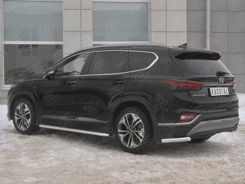 12 749 р. Защита заднего бампера (Ø63 мм уголки, нержавейка) SLITKOFF  Hyundai Santa Fe  TM (2018-2021) дорестайлинг  с доставкой в г. Тамбов. Увеличить фотографию 2