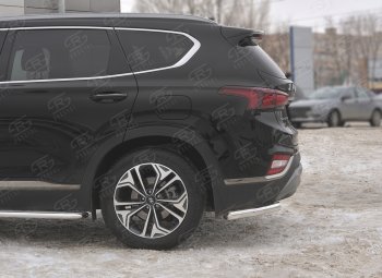 12 749 р. Защита заднего бампера (Ø63 мм уголки, нержавейка) SLITKOFF  Hyundai Santa Fe  TM (2018-2021) дорестайлинг  с доставкой в г. Тамбов. Увеличить фотографию 3