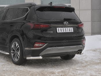 12 749 р. Защита заднего бампера (Ø63 мм уголки, нержавейка) SLITKOFF  Hyundai Santa Fe  TM (2018-2021) дорестайлинг  с доставкой в г. Тамбов. Увеличить фотографию 4