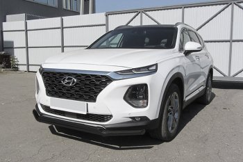 Защита переднего бампера Slitkoff (двойная, d57/42 мм) Hyundai Santa Fe TM дорестайлинг (2018-2021)