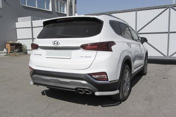 Защита заднего бампера Slitkoff (уголки, d57 мм) Hyundai (Хюндаи) Santa Fe (Санта)  TM (2018-2021) TM дорестайлинг