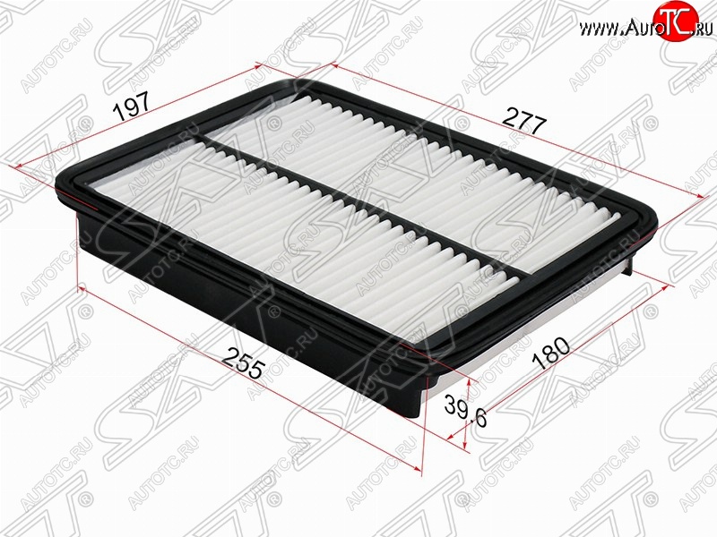 269 р. Фильтр воздушный двигателя (diesel 2.0, 2.2) SAT (277х197х39.6 mm)  Hyundai Santa Fe  CM (2009-2012), KIA Sorento  XM (2009-2015)  с доставкой в г. Тамбов