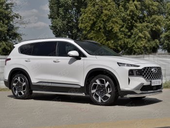 15 999 р. Защита переднего бампера (Ø63 мм, нержавейка) SLITKOFF Hyundai Santa Fe TM рестайлинг (2020-2022)  с доставкой в г. Тамбов. Увеличить фотографию 3