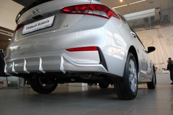 4 999 р. Накладка заднего бампера Автократ Hyundai Solaris HCR седан дорестайлинг (2017-2020) (Неокрашенная)  с доставкой в г. Тамбов. Увеличить фотографию 4