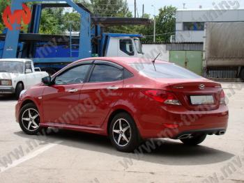 5 999 р. Пороги накладки ZEUS Hyundai Solaris RBr хэтчбэк дорестайлинг (2010-2014) (Неокрашенный)  с доставкой в г. Тамбов. Увеличить фотографию 2