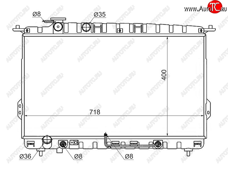 5 549 р. Радиатор двигателя (трубчатый, 2.0 / 2.4 / 2.5 / 2.7) SAT KIA Optima 1 GD седан (2000-2005)  с доставкой в г. Тамбов