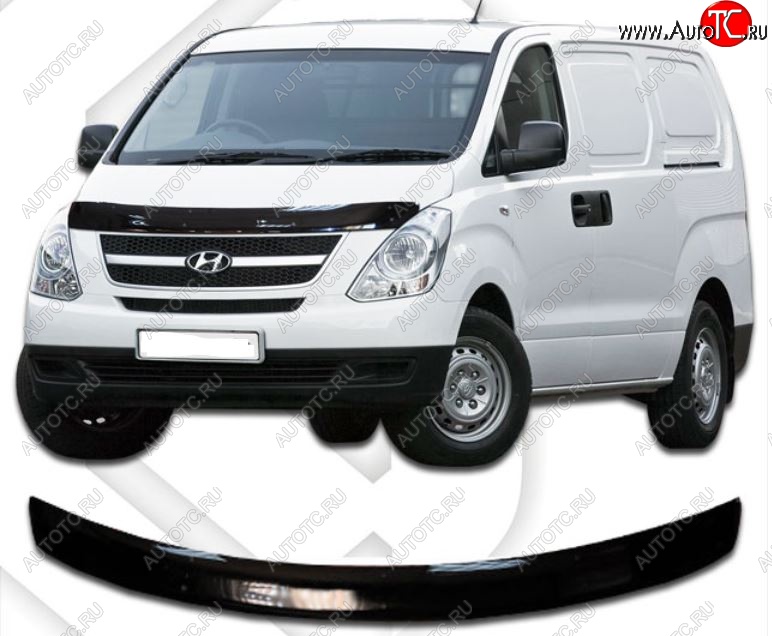 2 159 р. Дефлектор капота CA-Plastic  Hyundai Starex/Grand Starex/H1  TQ (2007-2018) дорестайлинг, рестайлинг (Classic черный, Без надписи)  с доставкой в г. Тамбов