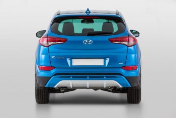 11 799 р. Накладка заднего бампера YT Hyundai Tucson TL дорестайлинг (2015-2018) (Неокрашенная)  с доставкой в г. Тамбов. Увеличить фотографию 1