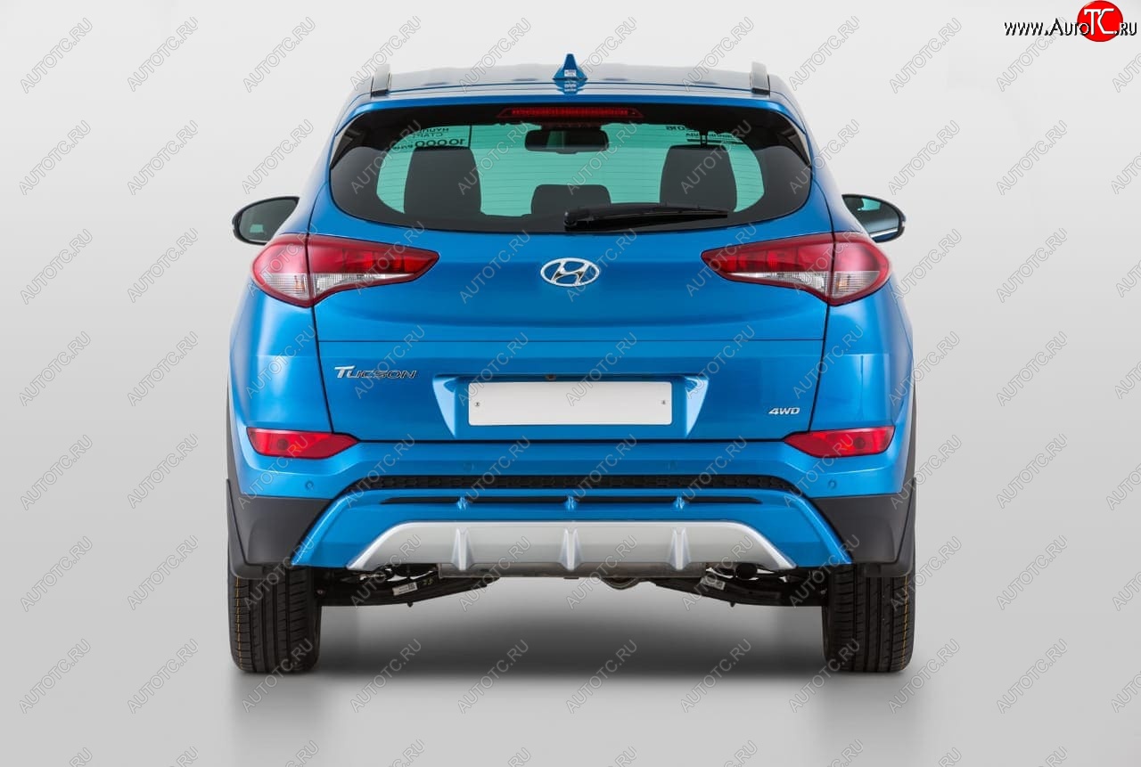 11 799 р. Накладка заднего бампера YT Hyundai Tucson TL дорестайлинг (2015-2018) (Неокрашенная)  с доставкой в г. Тамбов