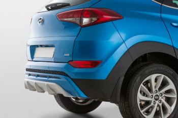 11 799 р. Накладка заднего бампера YT Hyundai Tucson TL дорестайлинг (2015-2018) (Неокрашенная)  с доставкой в г. Тамбов. Увеличить фотографию 2