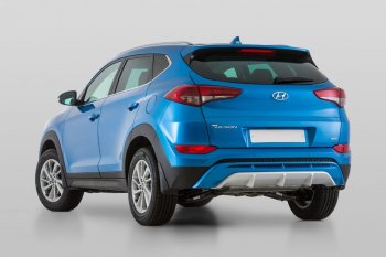 11 799 р. Накладка заднего бампера YT Hyundai Tucson TL дорестайлинг (2015-2018) (Неокрашенная)  с доставкой в г. Тамбов. Увеличить фотографию 4