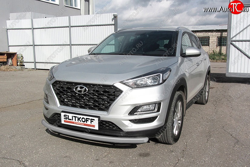 8 899 р. Защита переднего бампера Turbo Slitkoff (d57 мм)  Hyundai Tucson  TL (2018-2021) рестайлинг (Сталь с полимерным покрытием. Цвет: серебристый)  с доставкой в г. Тамбов