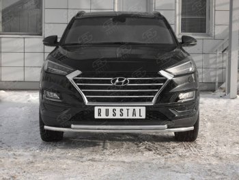 Защита переднего бампера (2 трубы Ø42 мм, нержавейка) Russtal Hyundai Tucson TL рестайлинг (2018-2021)