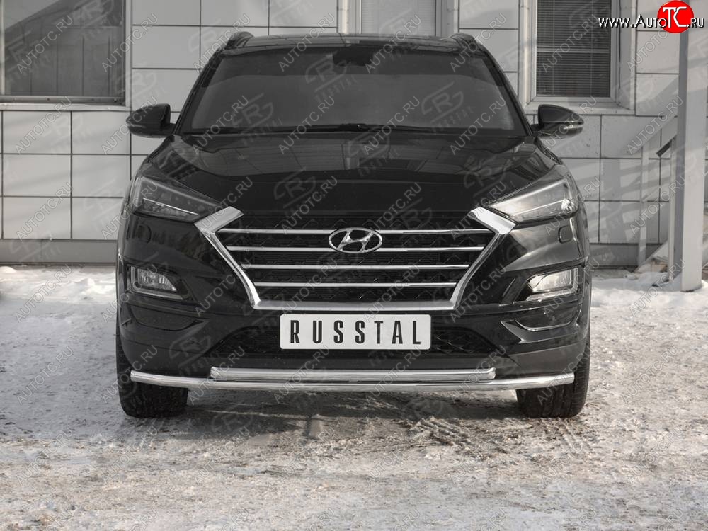 14 599 р. Защита переднего бампера (2 трубы Ø42 мм, нержавейка) Russtal Hyundai Tucson TL рестайлинг (2018-2021)  с доставкой в г. Тамбов