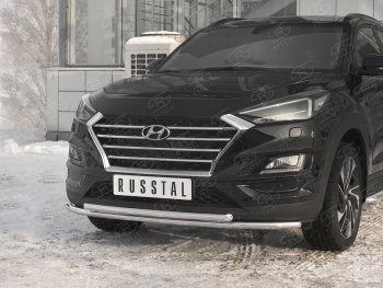 14 599 р. Защита переднего бампера (2 трубы Ø42 мм, нержавейка) Russtal Hyundai Tucson TL рестайлинг (2018-2021)  с доставкой в г. Тамбов. Увеличить фотографию 2