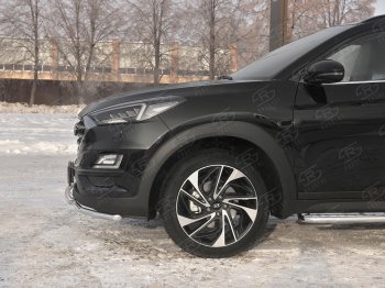 14 599 р. Защита переднего бампера (2 трубы Ø42 мм, нержавейка) Russtal Hyundai Tucson TL рестайлинг (2018-2021)  с доставкой в г. Тамбов. Увеличить фотографию 4