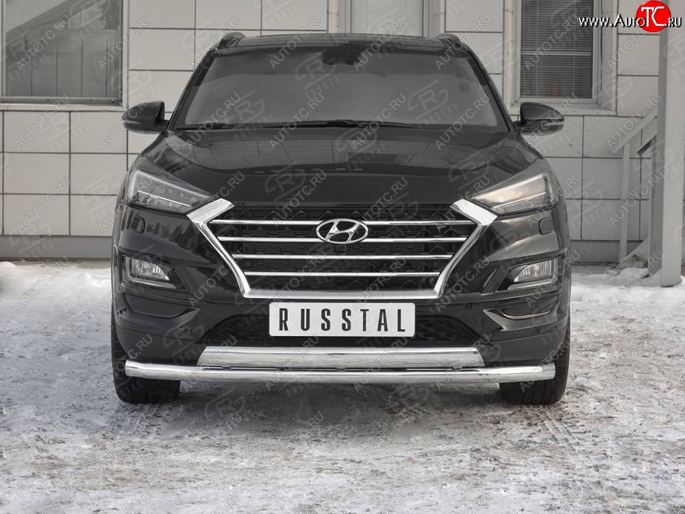 22 949 р. Защита переднего бампера (2 трубы Ø63 и 75х42 мм, нержавейка) Russtal Hyundai Tucson TL рестайлинг (2018-2021)  с доставкой в г. Тамбов