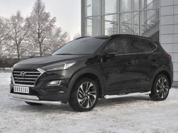 22 949 р. Защита переднего бампера (2 трубы Ø63 и 75х42 мм, нержавейка) Russtal Hyundai Tucson TL рестайлинг (2018-2021)  с доставкой в г. Тамбов. Увеличить фотографию 2