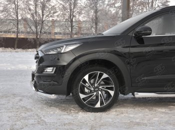 22 949 р. Защита переднего бампера (2 трубы Ø63 и 75х42 мм, нержавейка) Russtal Hyundai Tucson TL рестайлинг (2018-2021)  с доставкой в г. Тамбов. Увеличить фотографию 3