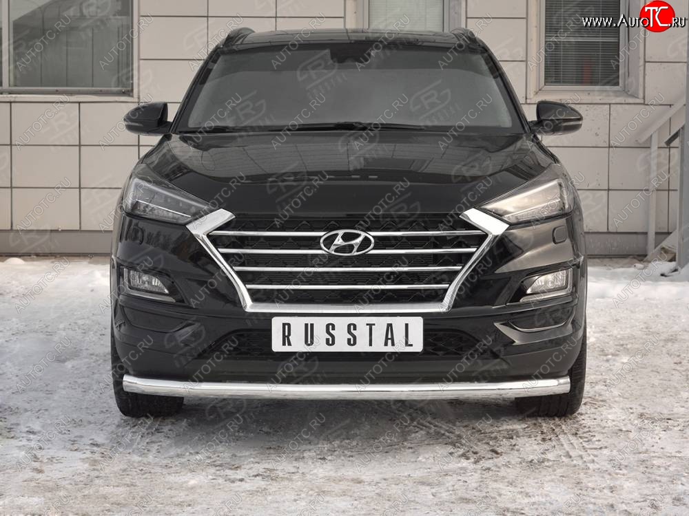 12 999 р. Защита переднего бампера (Ø 63 мм, нержавейка) Russtal Hyundai Tucson TL рестайлинг (2018-2021)  с доставкой в г. Тамбов