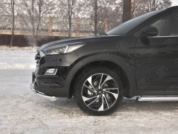 14 999 р. Защита переднего бампера (2 трубы Ø63 и 42 мм, нержавейка) Russtal Hyundai Tucson TL рестайлинг (2018-2021)  с доставкой в г. Тамбов. Увеличить фотографию 3