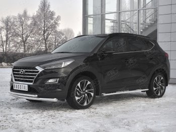 17 599 р. Защита переднего бампера (2 трубы Ø63 и 42 мм, нержавейка) SLITKOFF Hyundai Tucson TL рестайлинг (2018-2021)  с доставкой в г. Тамбов. Увеличить фотографию 2