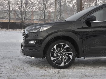 17 599 р. Защита переднего бампера (2 трубы Ø63 и 42 мм, нержавейка) SLITKOFF Hyundai Tucson TL рестайлинг (2018-2021)  с доставкой в г. Тамбов. Увеличить фотографию 3