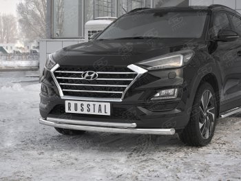 17 599 р. Защита переднего бампера (2 трубы Ø63 и 42 мм, нержавейка) SLITKOFF Hyundai Tucson TL рестайлинг (2018-2021)  с доставкой в г. Тамбов. Увеличить фотографию 4