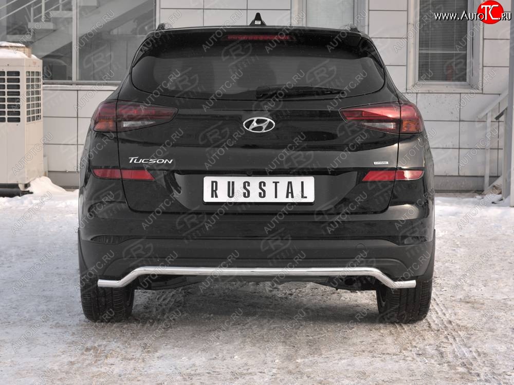 11 449 р. Защита заднего бампера (Ø42 мм волна, нержавейка) Russtal Hyundai Tucson TL рестайлинг (2018-2021)  с доставкой в г. Тамбов