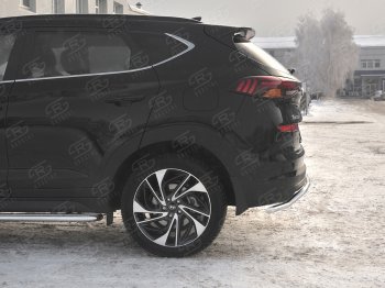 11 449 р. Защита заднего бампера (Ø42 мм волна, нержавейка) Russtal Hyundai Tucson TL рестайлинг (2018-2021)  с доставкой в г. Тамбов. Увеличить фотографию 2