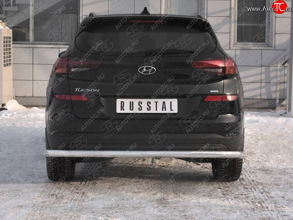 19 599 р. Защита заднего бампера (Ø63 мм, нержавейка) RUSSTAL Hyundai Tucson TL рестайлинг (2018-2021)  с доставкой в г. Тамбов