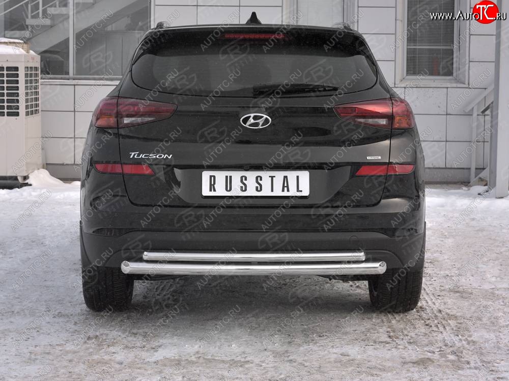 16 699 р. Защита заднего бампера (Ø63/42 мм, нержавейка) Russtal Hyundai Tucson TL рестайлинг (2018-2021)  с доставкой в г. Тамбов