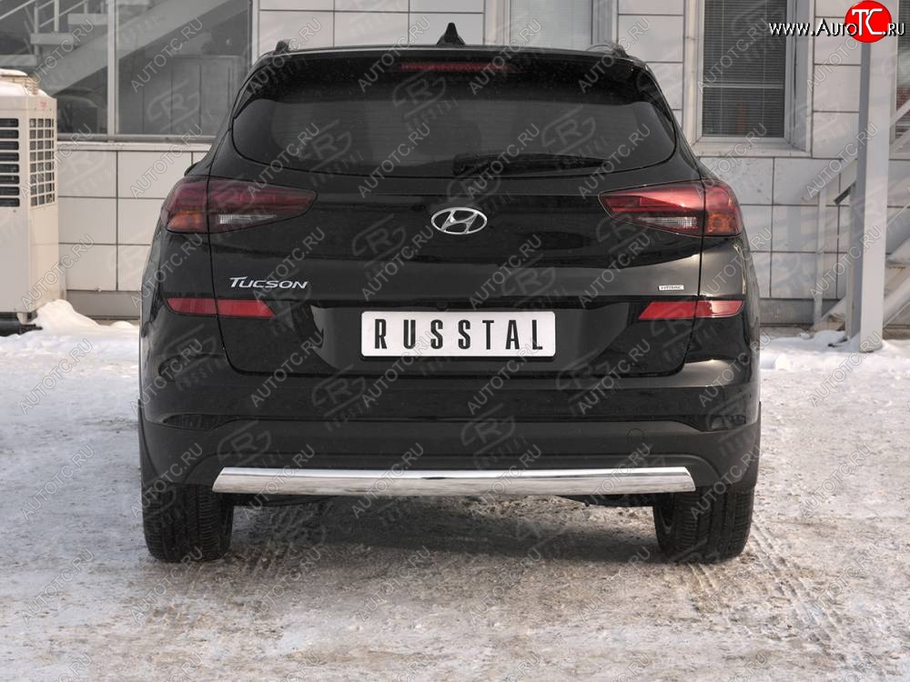 14 999 р. Защита заднего бампера (Ø75x42 мм, нержавейка) Russtal Hyundai Tucson TL рестайлинг (2018-2021)  с доставкой в г. Тамбов