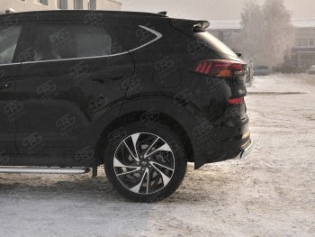 14 999 р. Защита заднего бампера (Ø75x42 мм, нержавейка) Russtal Hyundai Tucson TL рестайлинг (2018-2021)  с доставкой в г. Тамбов. Увеличить фотографию 3