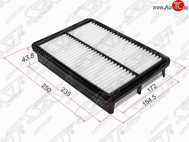 679 р. Фильтр воздушный двигателя SAT (250х172х43.8 mm)  Hyundai Tucson  JM (2004-2010), KIA Sportage  2 JE,KM (2004-2008)  с доставкой в г. Тамбов