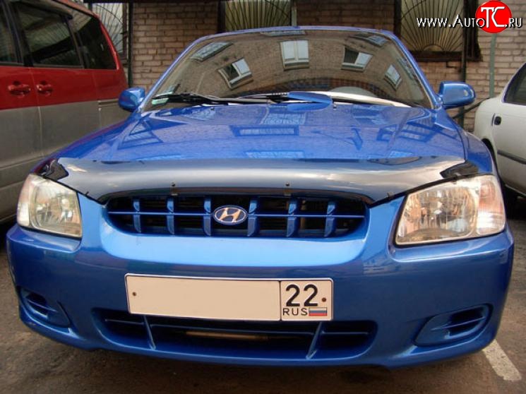 2 699 р. Дефлектор капота NovLine Hyundai Accent седан ТагАЗ (2001-2012)  с доставкой в г. Тамбов