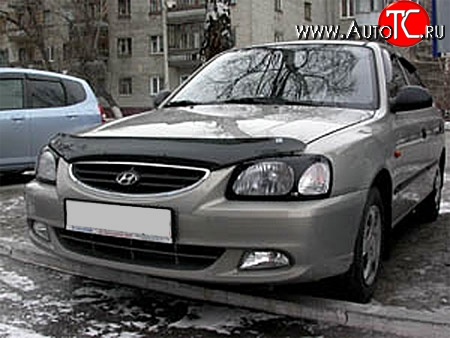 1 484 р. Защита передних фар NovLine (очки) . Hyundai Accent седан ТагАЗ (2001-2012)  с доставкой в г. Тамбов