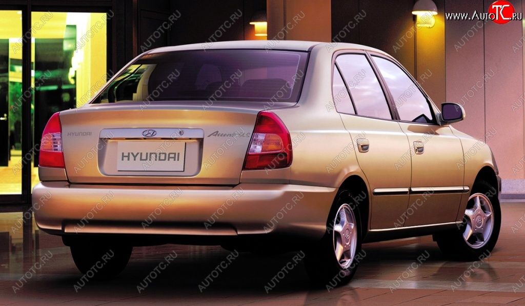 4 899 р. Задний бампер Стандартный Hyundai Accent седан ТагАЗ (2001-2012) (Неокрашенный)  с доставкой в г. Тамбов