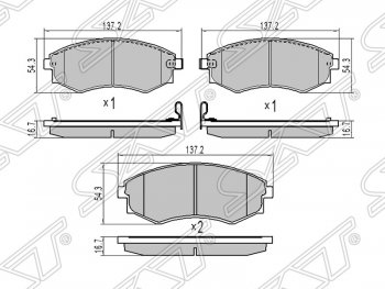 1 269 р. Колодки тормозные SAT (передние)  Hyundai Sonata  EF (2001-2013), SSANGYONG Korando  2 (1996-2006), SSANGYONG Musso (1993-2005), SSANGYONG Rexton  Y200 (2001-2006)  с доставкой в г. Тамбов. Увеличить фотографию 1