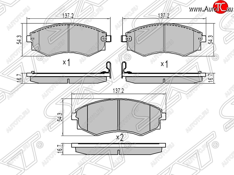 1 269 р. Колодки тормозные SAT (передние)  Hyundai Sonata  EF (2001-2013), SSANGYONG Korando  2 (1996-2006), SSANGYONG Musso (1993-2005), SSANGYONG Rexton  Y200 (2001-2006)  с доставкой в г. Тамбов