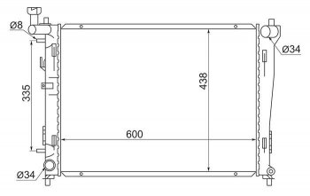 Радиатор двигателя SAT (пластинчатый,1.4/1.6/2.0, АКПП) Hyundai Elantra HD (2006-2011)