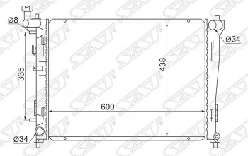4 699 р. Радиатор двигателя  SAT (трубчатый, 1.4/1.6/2.0, АКПП) Hyundai Avante (2006-2010)  с доставкой в г. Тамбов. Увеличить фотографию 1