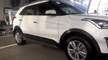 7 349 р. Пластиковые пороги АвтоКрат Hyundai Creta GS рестайлинг (2019-2021) (Неокрашенные)  с доставкой в г. Тамбов. Увеличить фотографию 2