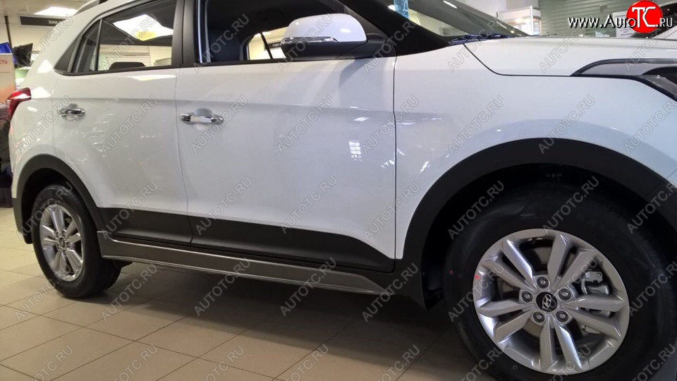 7 349 р. Пластиковые пороги АвтоКрат Hyundai Creta GS рестайлинг (2019-2021) (Неокрашенные)  с доставкой в г. Тамбов