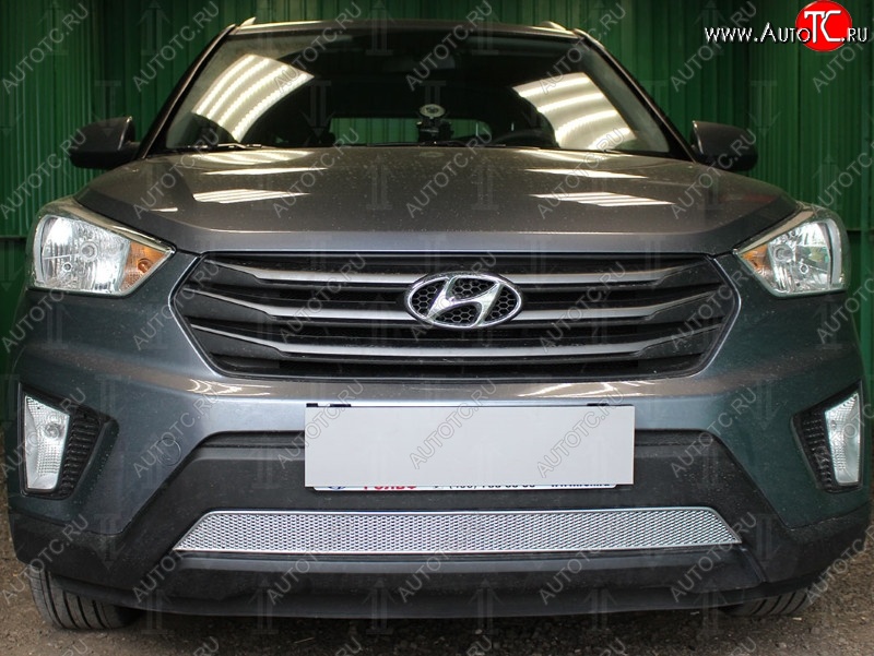 1 539 р. Защитная сетка на бампер Russtal (хром) Hyundai Creta GS дорестайлинг (2015-2019)  с доставкой в г. Тамбов