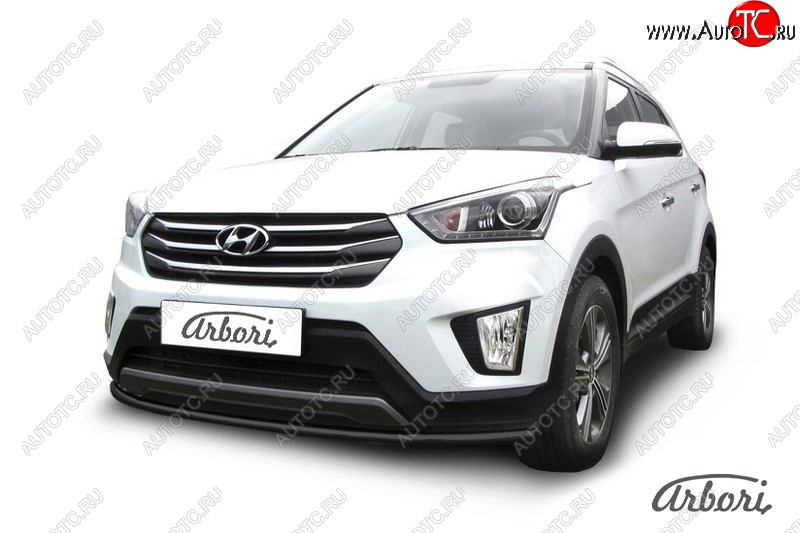 5 399 р. Защита переднего бампера Arbori (черная, 1 труба d42 mm). Hyundai Creta GS дорестайлинг (2015-2019)  с доставкой в г. Тамбов