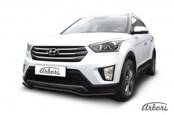 5 849 р. Защита переднего бампера Arbori (волна, черная, 1 труба d42 mm). Hyundai Creta GS дорестайлинг (2015-2019)  с доставкой в г. Тамбов. Увеличить фотографию 1