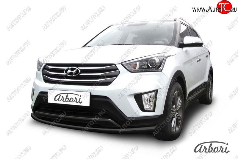 5 849 р. Защита переднего бампера Arbori (черная, 1 труба d57 mm). Hyundai Creta GS дорестайлинг (2015-2019)  с доставкой в г. Тамбов