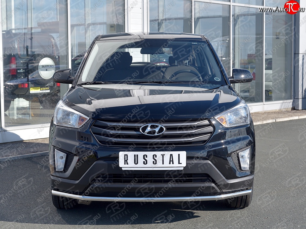 12 349 р. Защита переднего бампера (Ø42 мм, нержавейка) SLITKOFF  Hyundai Creta  GS (2015-2021) дорестайлинг, рестайлинг  с доставкой в г. Тамбов